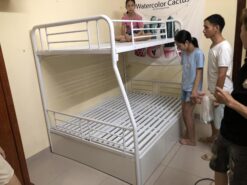 Giường sắt tầng ống tròn 1m6/1m4 có ngăn kéo - GT 71