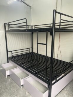Giường tầng sắt ống tròn 1m có ngăn kéo GT 65